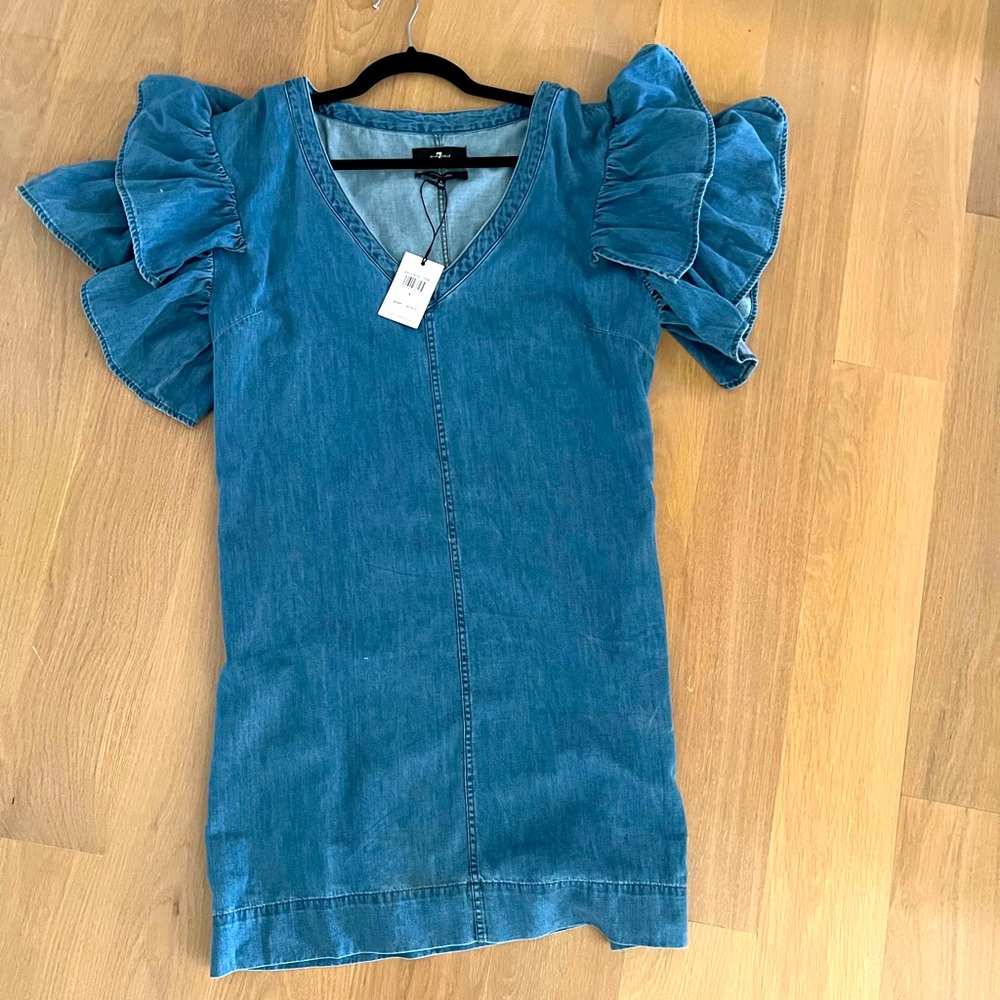 Gorgeous Ruffle jean dress never worn!!!